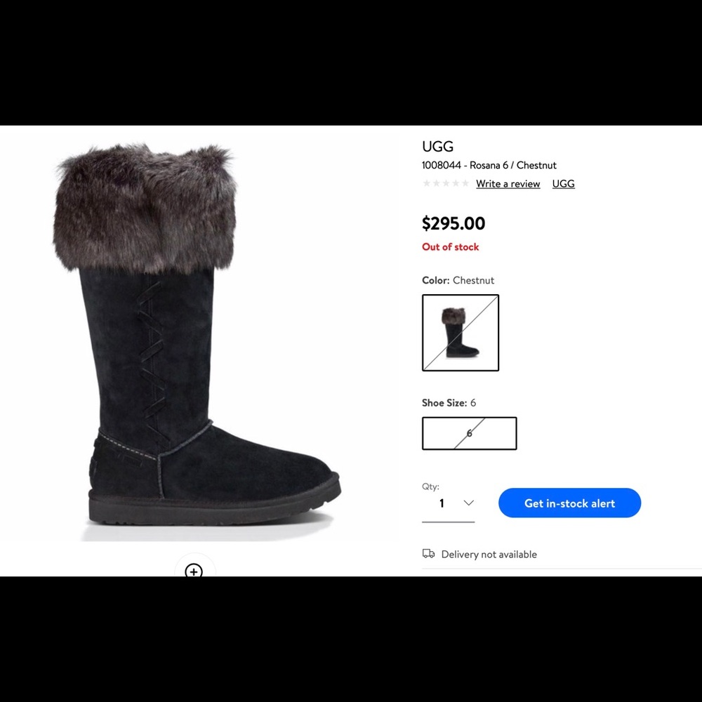 UGG ROSANA Black Winter Boots MSRP $295